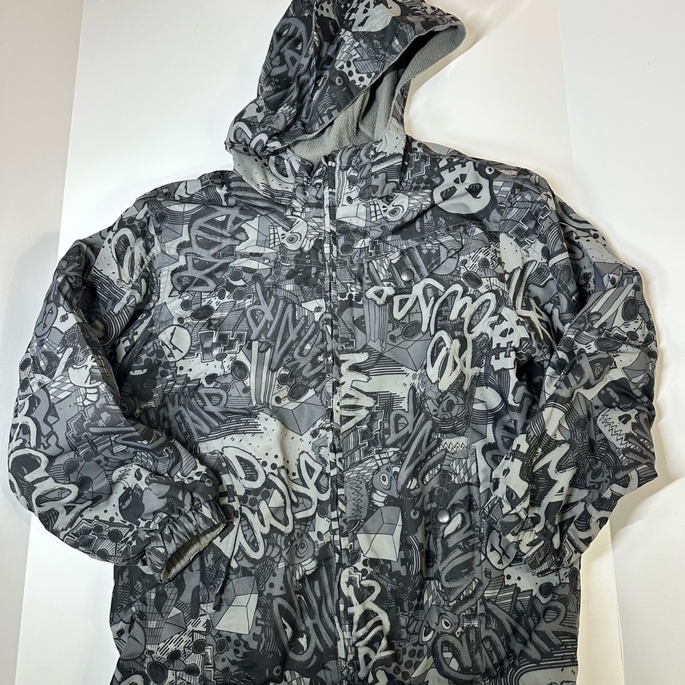 Athletech Black and Gray Hooded Jacket 10 12 boys EUC